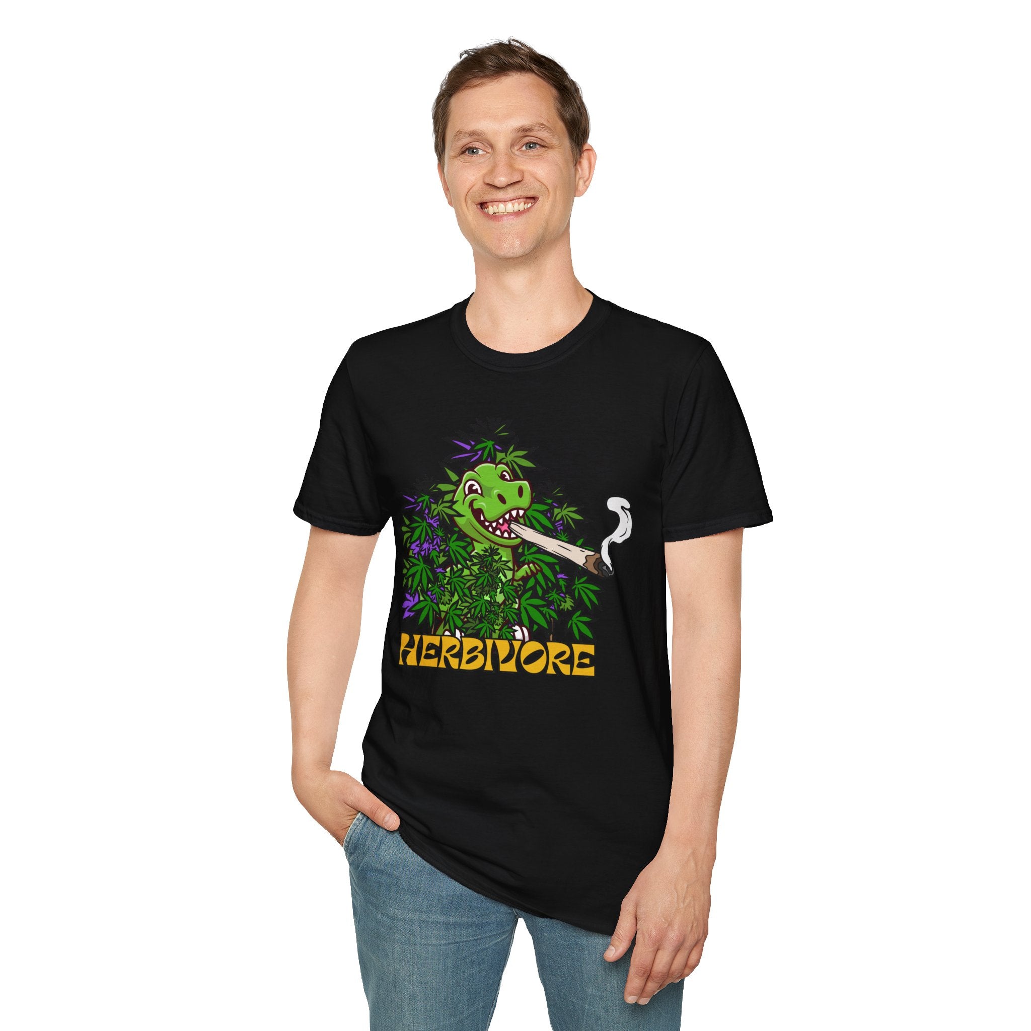 Herbivore Smoking Dinosaur Shirt | Funny Stoner Tee for Weed Lovers & Smokers