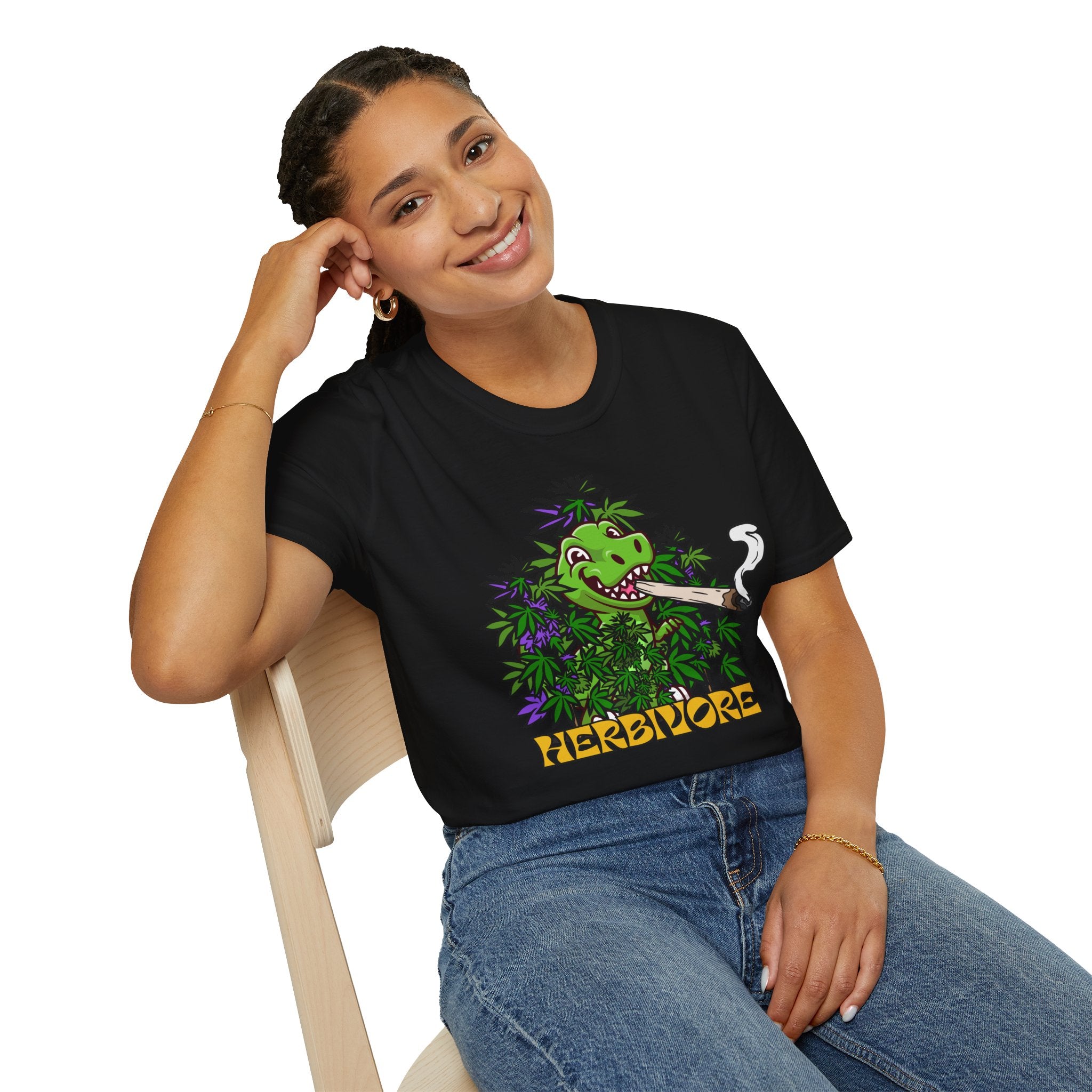 Herbivore Smoking Dinosaur Shirt | Funny Stoner Tee for Weed Lovers & Smokers