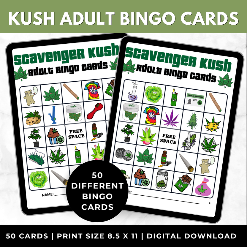 Kush Bingo Cards for Adults โ Printable Weed Bingo Game